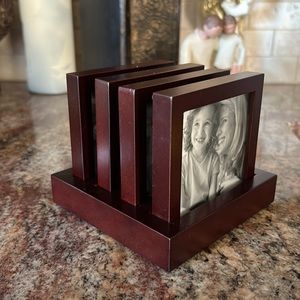Coaster Frames Cherry Wood -Custom Photo Gift Hallmark 4 Coasters & Holder